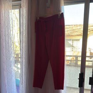 Elegant Red Pants with Tie Waist